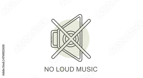 Minimalist Sign Indicating Prohibited Noise: No Loud Music Allowed Restriction