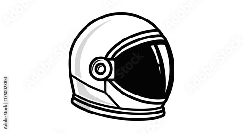 Minimalist Spaceman Helmet On Black Background Design For Futuristic And Retro Projects