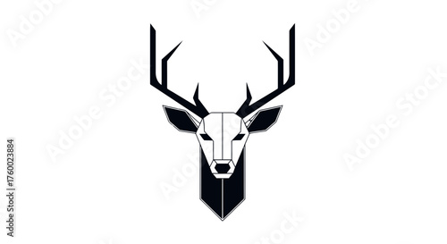 Minimalist Stag Head Silhouette Depicted With Geometric Shapes Over a Black Background