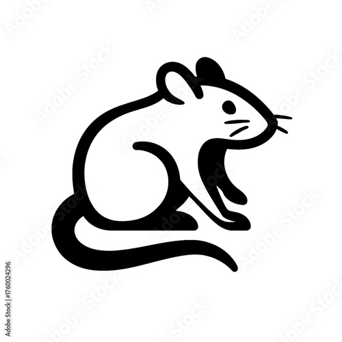 Black and White Rat Silhouette Vector Illustration