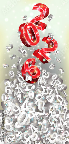 New 2026 year banner with 3d numbers, vector illustration