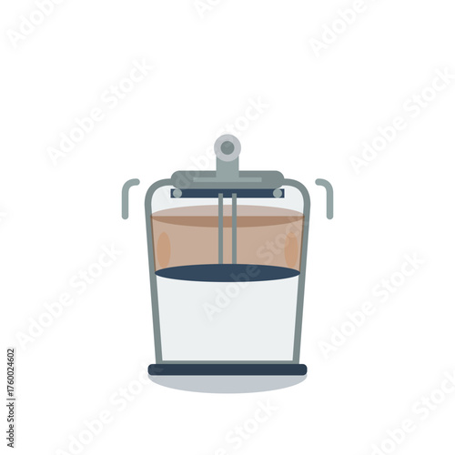 French Press Coffee Maker Icon Flat Design