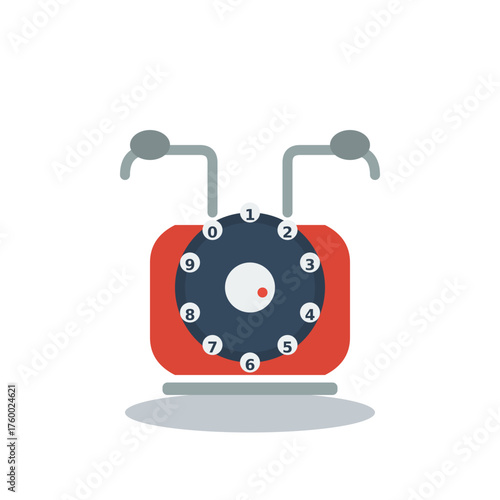 Vintage Rotary Dial Phone Icon Flat Design