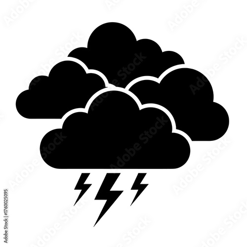Stormy cloud icon with lightning bolts depicting severe weather