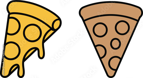 Two delicious slices of pepperoni pizza with melted cheese food icon