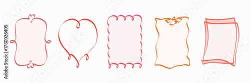 Whimsical Hand Drawn Menu Frames. Set of Decorative Outline Borders