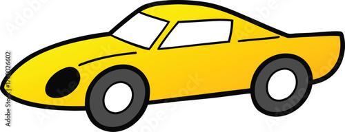 Stylized Yellow Car Illustration Simple Vehicle Drawing Sportscar Clipart Transportation Design Automotive Graphic Element Isolated Motorcar Image