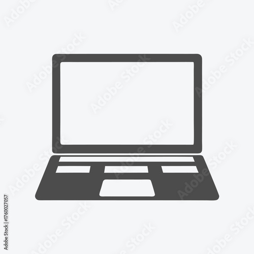 Black silhouette displays a laptop with the cursor arrow on the screen