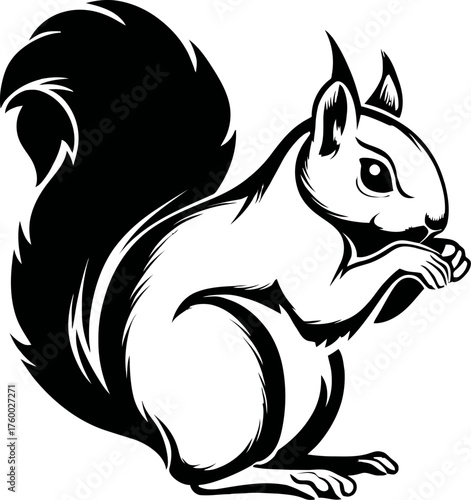 Elegant Black and White Squirrel Vector Illustration for Nature Design