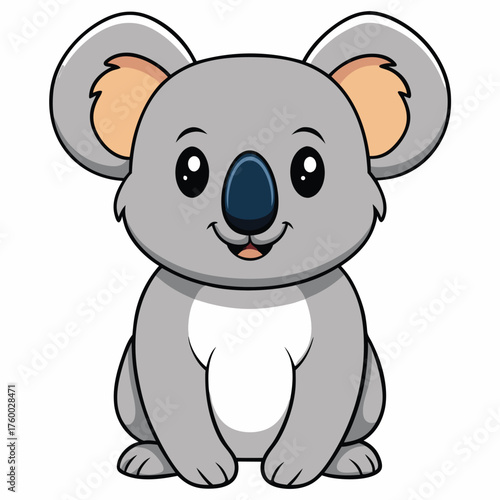 A cheerful cartoon koala sits attentively with a lovely smile on its face
