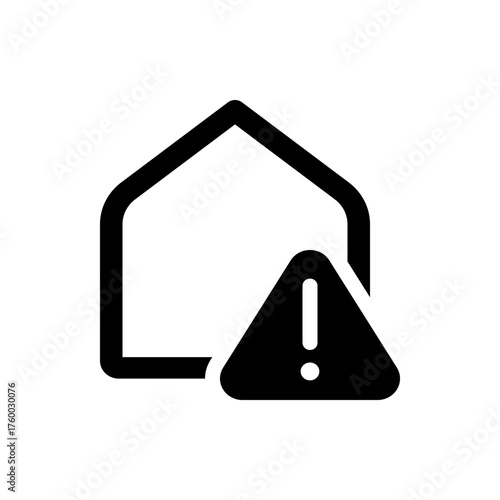 Home icon with an alert symbol indicating a problem or warning related to the house or property status shown