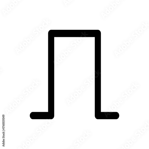 Illustration of a simple black outline shape resembling an upside down u with rounded corners on a white background