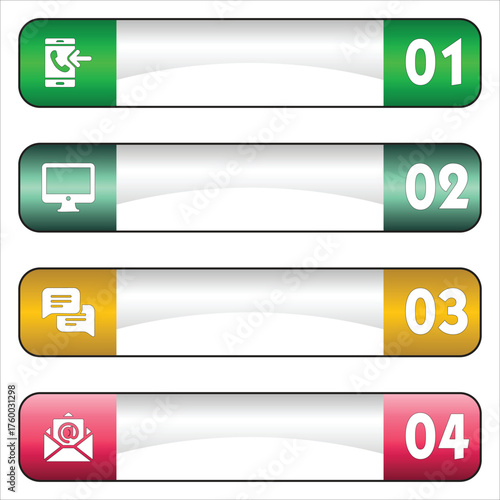 Numbered Infographic Banners with Communication Icons Text Boxes