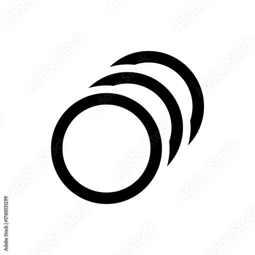 Three overlapping circles with the bottom circle being complete and the others partially visible 100 char