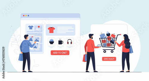 Modern online shopping experience with stylish website and mobile checkout, perfect for showcasing ecommerce, retail tech, and digital lifestyle trends