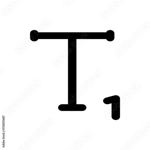 Illustration of a scrabble tile with the letter t and the number one displayed in black on a white background