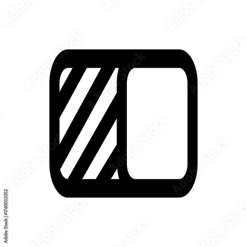 Illustration of a toggle switch with stripes on the left and a plain square on the right side design