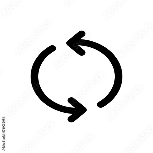 Two curved arrows forming a circle pointing in opposite directions in a continuous circular motion icon
