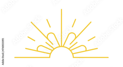 Minimalist Sunrise Symbolizing Bright Future In Golden Lines On Black Background