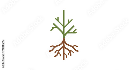 Minimalist Tree Illustration Representing Nature's Vitality and Growth on Black Background