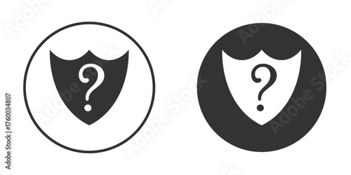 Shield interrogation icon. filled flat sign for mobile concept. Vector graphics