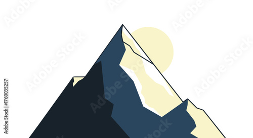 Mountain Peaks Under Lunar Illumination: A Graphic Illustration Against A Dark Backdrop