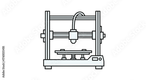 Minimalistic Depiction Of A Modern 3D Printer For Technological Illustration Purposes