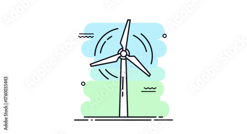 Minimalistic Depiction Of A Wind Turbine, Showcasing Green Energy And Sustainability