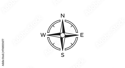 Navigation Compass Directional Icon On Black Background Guiding With Orientation In Dark Space
