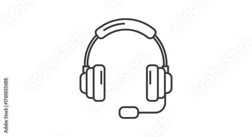 Minimalistic Headset Icon Design: Communication and Customer Service Representation