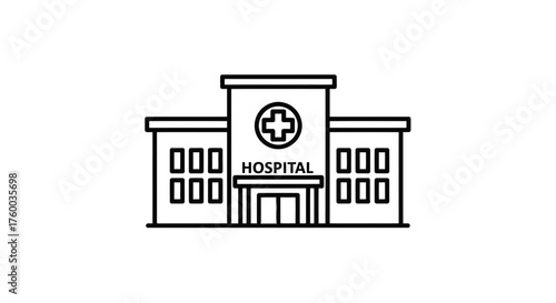 Minimalistic Hospital Icon: A Universal Symbol of Healthcare and Well-being