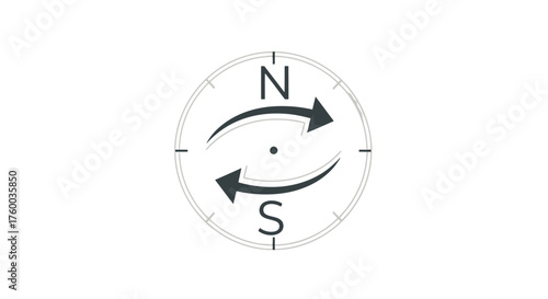 Navigational Instrument Design: Conceptual Illustration of Directional Arrows and North-South Axis