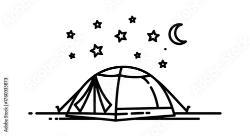 Nighttime Camping Underneath the Sky: A Tranquil Tent Outlined Underneath Moonlight