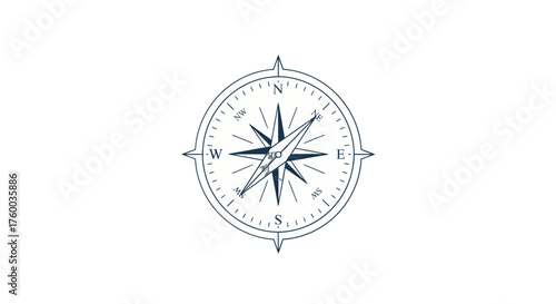 Navigator's Compass Graphic Depicted On Deep Black Backdrop For Directional Guidance Purpose