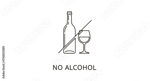 No Alcohol Sign Illustrating Prohibition Concept, Simple Design with Dark Background