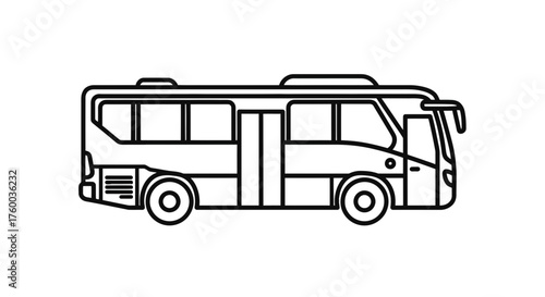 Minimalistic Representation Of A Passenger Transport Bus Vehicle On Dark Background