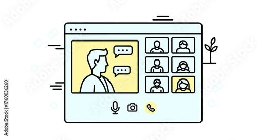 Online Meeting Communication And Distance Conference Vector Illustration Concept