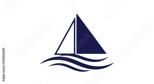 Minimalistic Sailing Vessel Icon Against a Stark Black Background Representation