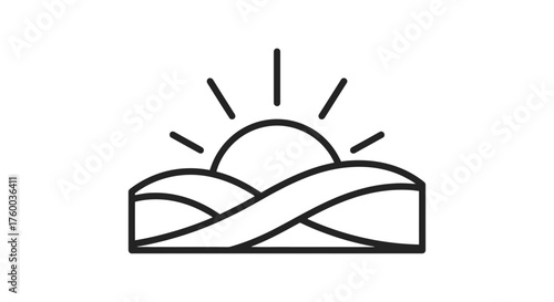 Minimalistic Sunset Over Rolling Hills Concept Representing Hope And New Beginnings