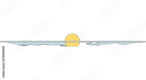 Minimalistic Sunset Over Ocean Concept Design Reflecting Night and Day Transformation