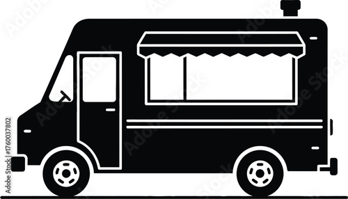 Food Truck or Mobile Vendor Vehicle Silhouette - Side Profile