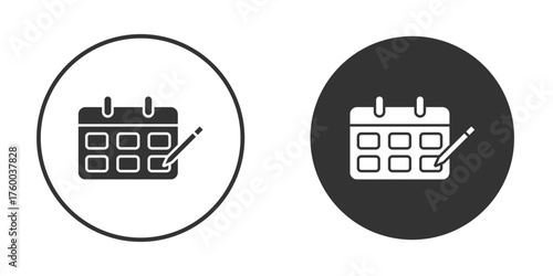 Calendar pen icon. filled flat sign for mobile concept. Vector graphics