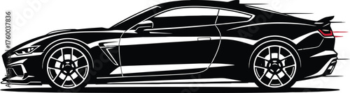 Dynamic Sports Coupe Side-Profile Silhouette - Solid Shape