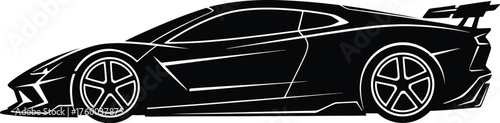 Sleek Modern Sports Car Silhouette with Aerodynamic Curves