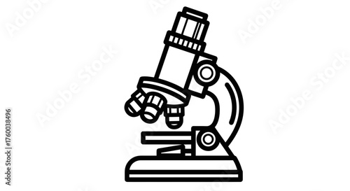 Outline Of A Microscope Against A Black Void Perfect For Scientific Illustrations