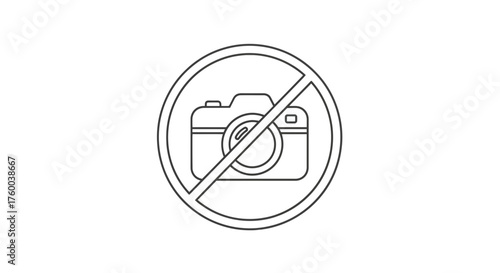 Photography Prohibited Emblem Displayed Against a Black Backdrop Illustration