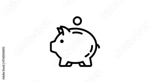 Piggy Bank Silhouette With Coin Illustrating Financial Savings And Investment Concepts