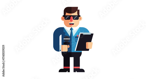 Presenter Holding Information, Vector illustration of a professional character on black background