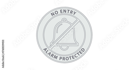 Prohibited Access to Protected Area with Alarm System, Security Warning, Minimalist Icon