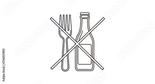 Prohibited Food And Drinks Sign Illustration On A Dark Background With Minimalist Design